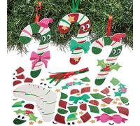 Baker Ross FN675 Candy Cane Mix & Match Decoration Kits - Pack of 8, Christmas Craft Sets for Festive Candy Cane Decorations