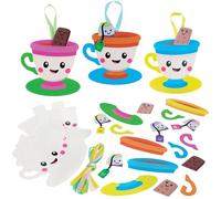 Baker Ross FN687 Teacup Mix & Match Decoration Kits - Pack of 8, Foam Craft Kits for Parties and Classroom Fun
