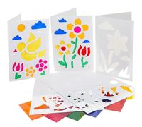 Baker Ross FN688 Spring Stained Glass Greeting Card Kits - Pack of 6, Spring Greeting Cards with Colourful Cellophane Effects