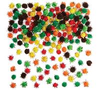 Baker Ross FX111 Autumn Self Adhesive Glitter Pom Poms - Pack of 200, Arts and Crafts Supplies for Kids, Kids Crafting Materials, Embellishments for Crafts