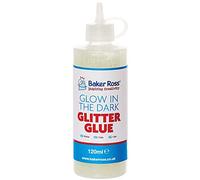 Baker Ross FX132 Glow in the Dark Glitter Glue - 1 Bottle 120ml, Glue for Kids Crafts, Paper, Card, Art Projects liquid Sparkle Adhesive