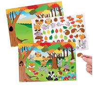 Baker Ross FX153 Woodland Animal Sticker Scenes - Pack of 5, self adhesive Stickers for Kids, Crafts for Kids, Stickers for Children