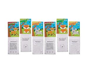 Baker Ross FX157 Woodland Animal Mini Activity Books - Pack of 24, Entertaining Travel Activities, Party Favours, and Colouring Books for Children