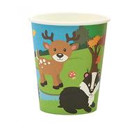 Baker Ross FX159 Woodland Animals Party Cups - Pack of 10, Disposable Paper Cups, Kids Party Table Decoration, Birthday Party Supplies, Party Cups