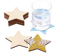 Baker Ross FX258 Star Wooden Coasters - Pack of 10, Home Decoration Crafts for Kids, Wood Craft Kit, Paint Your Own