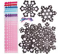 Baker Ross FX277 Snowflake Dotty Art Decorations - Pack of 12, Sticker Arts and Crafts for Kids, Christmas Decoration Making, Easy Crafts for Children