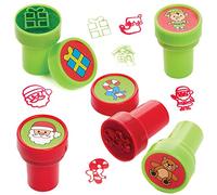 Baker Ross FX283 Santa’s Workshop self Inking Stampers - Pack of 10, Xmas Stamps for Kids, Party Bag Fillers for Kids, Christmas Craft Accessories, Red