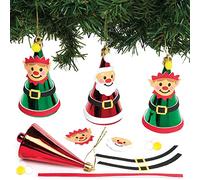 Baker Ross FX286 Santa and Elf Bauble Kits - Pack of 6, Kids Christmas Tree Decorations Craft Kit, Arts and Crafts Christmas Decorations