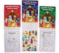 Baker Ross FX289 Nativity Activity Sticker Books - Pack of 8, Entertaining Travel Activities, Xmas Party favours, Kids Sticker Book