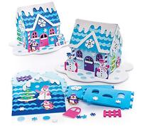 Baker Ross FX292 Snowman House Kits - Pack of 2, Christmas Decoration Craft Kits for Kids, Foam Arts and Crafts