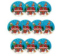 Baker Ross FX300 Christmas Party Plates - Pack of 10, Disposable Paper Plates, Kids Party Table Decoration, Xmas Party Supplies, Party Plates