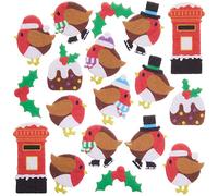 Baker Ross FX305 Christmas Robin Felt Stickers - Pack of 100, Christmas Stickers for Children, Stickers for Scrapbooking and Decorating