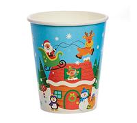 Baker Ross FX306 Christmas Party Cups - Pack of 10, Disposable Paper Cups, Kids Party Table Decoration, Xmas Party Supplies, Party Cups