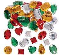Baker Ross FX308 Large Christmas Self Adhesive Acrylic Jewels - Pack of 120, Kids Arts and Crafts Essentials, Gem Stickers for Children, Christmas Stickers, Embellishments for Crafts