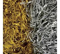 Baker Ross FX337 Gold and Silver Shredded Tissue Paper - Pack of 80g, Kids Crafts Paper, Ideal for Wrapping, Packing, Decorations, Metallic Arts and Crafts Supplies