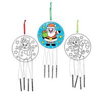 Baker Ross FX378 Christmas Suncatcher Windchimes - Pack of 3, Garden Christmas Decorations, Kids Painting Craft Decorations
