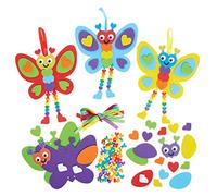 Baker Ross FX397 Rainbow Love Heart Butterfly Dangly Leg Decoration Kits - Pack of 5, Valentine's Day Bead Craft Decoration Kit for Kids