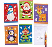 Baker Ross FX404 Christmas Chums Memo Pads - Pack of 10, Xmas Note Book for Kids, Pocket Note Book Party Bag Filler