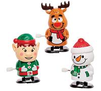 Baker Ross FX413 Christmas Wind-up Racers - Pack of 3, Xmas Racing Toys for Kids, Toys for Kids Party Bags and Christmas Stockings