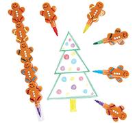 Baker Ross FX440 Gingerbread Man Pop a Crayons - Pack of 6, Xmas Party Bag Fillers for Kids, Kids Colouring Crayons, Stacking Crayon