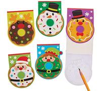 Baker Ross FX450 Christmas Doughnut Memo Pads - Pack of 10, Xmas Note Book for Kids, Pocket Note Book Party Bag Filler