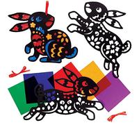 Baker Ross FX452 Year of The Rabbit Stained Glass Decoration Kits - Pack of 6, Chinese New Year Arts and Crafts, Crafts for Kids