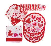 Baker Ross FX501 Heart Party Tableware Set - Pack of 25 pieces, Valentine's Partyware Set for Kids Parties