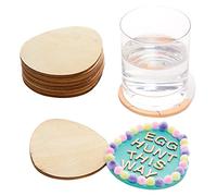 Baker Ross FX504 Easter Egg Wooden Coasters - Pack of 10, Easter Craft Blanks to Decorate