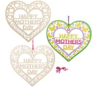 Baker Ross FX508 Mothers Day Wooden Filigree Wreaths - Pack of 4, Wood Craft Kits for Kids to Paint