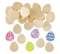 Baker Ross FX523 Egg Wooden Painting Stones - Pack of 30, Easter Craft Blanks to Decorate
