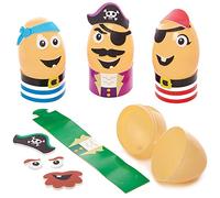 Baker Ross FX529 Pirate Egg Kits - Pack of 8, Egg Arts and Craft Kits for Kids