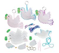 Baker Ross FX552 Dove Of Peace Keyring and Bag Dangler Sewing Kits - Pack of 3, Holy Week and Easter Crafts for Kids