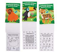Baker Ross FX554 Rainforest Animal Activity Books - Pack of 12, Entertaining Activity Books for Kids