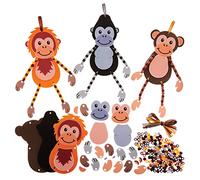 Baker Ross FX559 Chimp, Gorilla and Orangutan Dangly Arm and Leg Decoration Kits - Pack of 6, Bead Craft Decoration Craft Kit for Kids