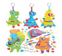 Baker Ross FX571 Star Hero Dinosaur Mix and Match Keyring Kits - Pack of 8, Foam Craft Kits for Kids
