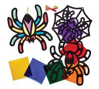 Baker Ross FX627 Spider Stained Glass Decoration Kits - Pack of 6, Halloween Decoration Craft Kits for Kids