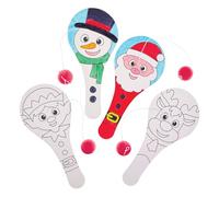 Baker Ross FX663 Christmas Colour In Wooden Paddle Bats - Pack of 6, Christmas Party Bag Fillers for Kids