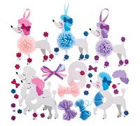 Baker Ross FX693 Poodle Dog Pom Pom Decoration Kits - Pack of 3, Foam Arts and Crafts Decorations for Kids