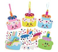 Baker Ross FX705 Birthday Cake Mix and Match Decoration Kits - Pack of 8, Kids Foam Arts and Craft Kits