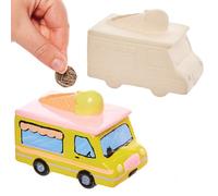 Baker Ross FX708 Ice Cream Van Ceramic Money Banks - Pack of 2, Ceramic Painting Craft Kits for Kits