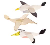 Baker Ross FX742 Pelican and Seagull Wooden Gliders - Pack of 8, Paint Your Own Wood Crafts for Kids
