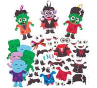 Baker Ross FX745 Vampire and Monster Decoration Kits - Pack of 8, Halloween Decoration Arts and Crafts for Kids
