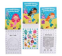 Baker Ross FX796 Mermaid Sticker Activity Books - Pack of 8, Sticker Book Party Bag Fillers for Kids