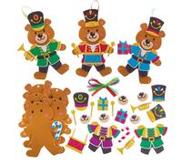 Baker Ross FX798 Nutcracker Soldier Bear Decoration Kits - Pack of 8, Christmas Decoration Arts and Crafts for Kids