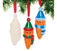 Baker Ross FX799 Christmas Carrot Ceramic Decorations - box of 4, Christmas Decoration Arts and Crafts for Kids