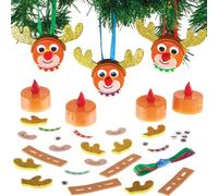 Baker Ross FX803 Reindeer Led Tealight Decoration Kits - Pack of 4, String Lights for Christmas Decorations and Arts and Crafts