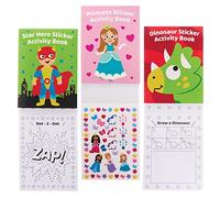 Baker Ross FX833 Sticker Activity Books - Pack of 8, Sticker Book Party Bag Fillers for Kids
