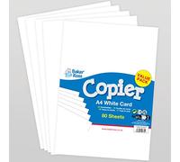 Baker Ross FX839 A4 White Copier Card Pack - Pack of 80, 160gsm, Cardstock, Printing, Crafting, Card Making Supplies