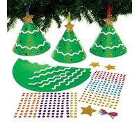 Baker Ross FX857 Christmas Tree Cone Decoration Kits - Pack of 6, Christmas Arts and Crafts Decoration Kits for Kids