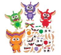 Baker Ross FX859 Gremlin Mix and Match Decoration Kits - Pack of 8, Christmas Arts and Crafts Decoration Kits for Kids